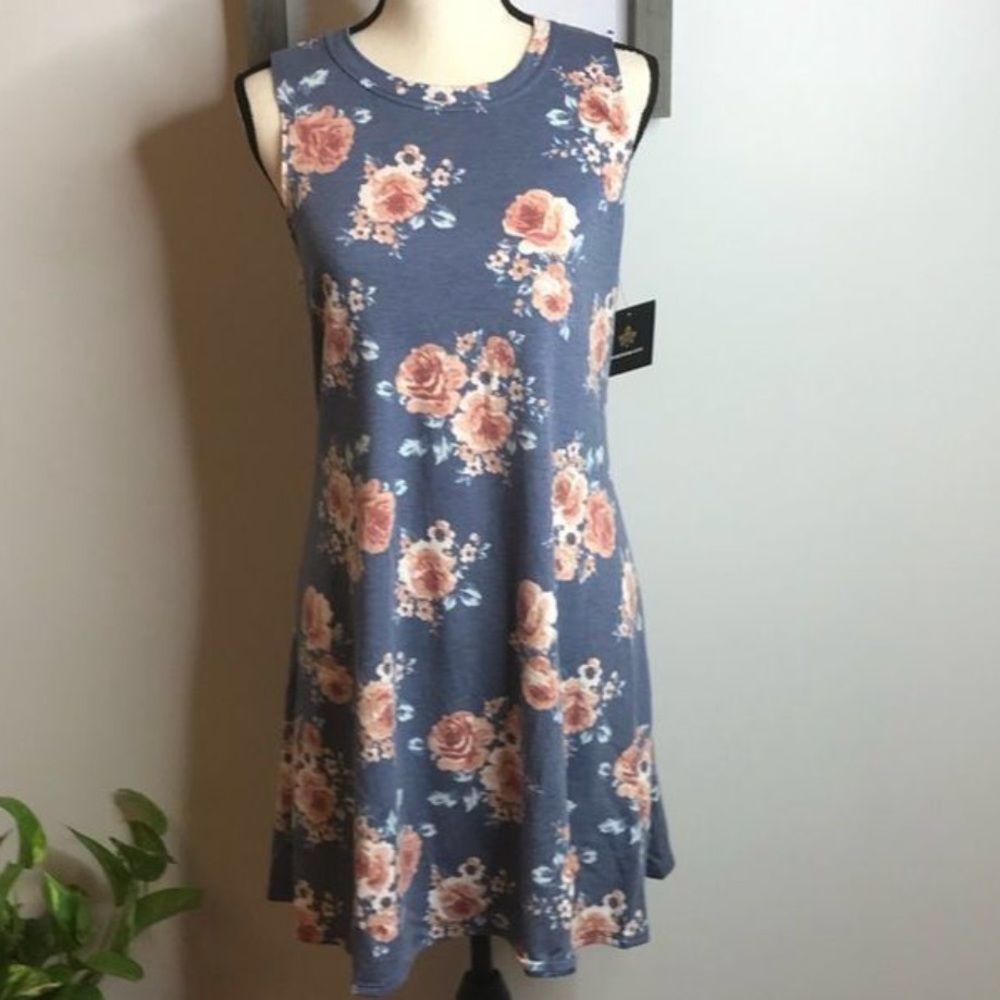 FORTUNE+IVY • SIZE: L • SLEEVELESS SABRIA FLORAL KNIT DRESS